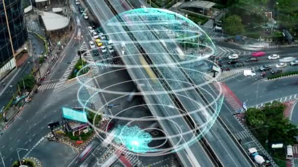 Smart transport technology alteration concept for future road traffic control — Stock video