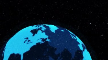 Uzayda ağ teknolojisi kavramını gösteren dijital dünya 3D yörünge dönüşü