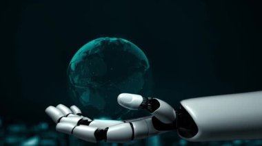 Gelecekçi robot yapay zeka yapay zeka aydınlatıcı yapay zeka teknolojisi konsepti