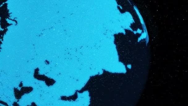 Cyfrowy obrót orbitalny Ziemi 3D w kosmosie pokazujący koncepcję technologii sieciowej — Wideo stockowe