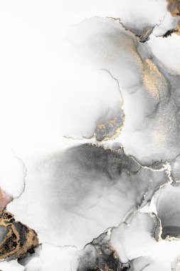 Kağıt üzerinde mermer sıvı mürekkep resminin siyah altın soyut arkaplanı .