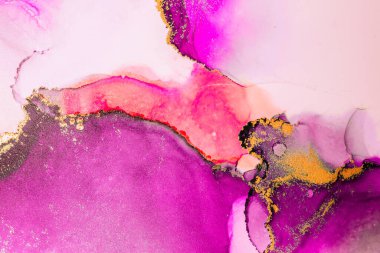 Kağıt üzerinde mermer sıvı mürekkep resminin pembe altın soyut arkaplanı .