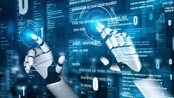 Robô futurista inteligência artificial esclarecedor AI conceito de tecnologia — Fotografia de Stock