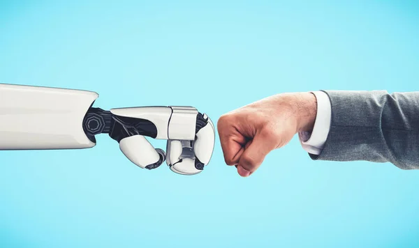 Майбутній штучний інтелект та машинне навчання для робота з дроїдом ШІ або кіборга — стокове фото
