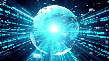 Fütürist küresel ağ ve üç boyutlu dijital veri transferi grafiği