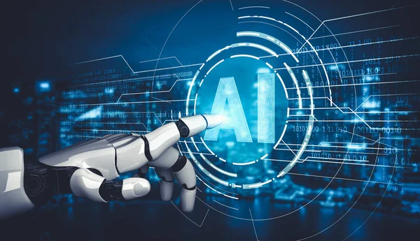 Jövőbeli mesterséges intelligencia és gépi tanulás AI droid robot vagy kiborg számára — Stock Fotó