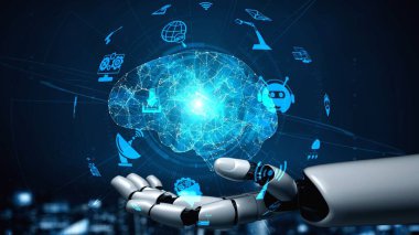 Gelecekçi robot yapay zeka yapay zeka aydınlatıcı yapay zeka teknolojisi konsepti