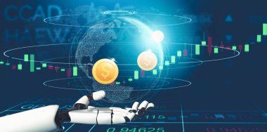 Geleceğin yapay zekası robot yapay zeka kavramını düşünüyor.