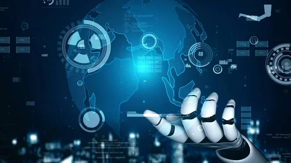 Futuristische Roboter-Künstliche Intelligenz erhellt KI-Technologie-Konzept — Stockfoto