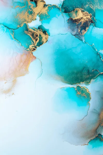 Kağıt üzerinde mermer sıvı mürekkep resminin lüks mavi soyut arkaplanı .