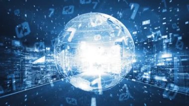 Fütürist küresel ağ ve üç boyutlu dijital veri transferi grafiği