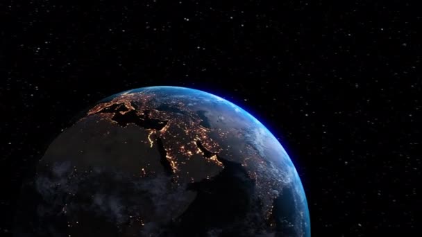 Planet earth 3D orbital animation with realistic geography surface and clouds — Stock Video