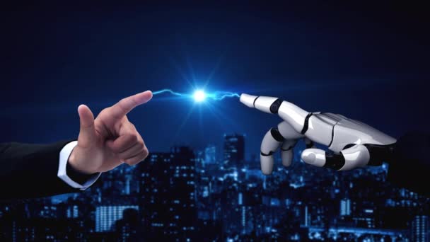 Futurystyczna sztuczna inteligencja robota oświecająca koncepcję technologii AI — Wideo stockowe