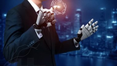 Gelecekçi robot yapay zeka devrimci yapay zeka teknolojisi konsepti