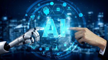 Gelecekçi robot yapay zeka yapay zeka aydınlatıcı yapay zeka teknolojisi konsepti