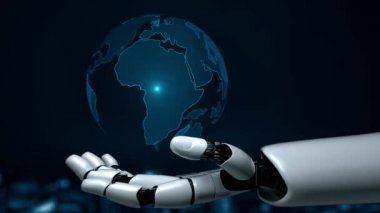 Gelecekçi robot yapay zeka yapay zeka aydınlatıcı yapay zeka teknolojisi konsepti
