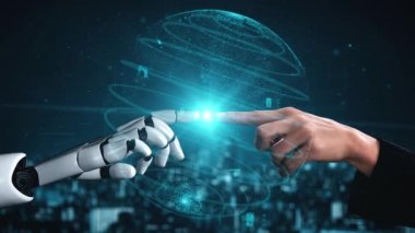 Gelecekçi robot yapay zeka yapay zeka aydınlatıcı yapay zeka teknolojisi konsepti