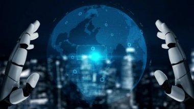 Gelecekçi robot yapay zeka yapay zeka aydınlatıcı yapay zeka teknolojisi konsepti