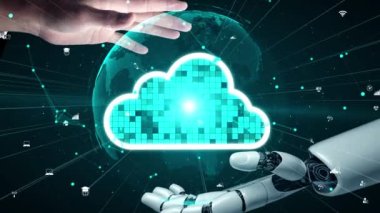 Gelecekçi robot yapay zeka yapay zeka aydınlatıcı yapay zeka teknolojisi konsepti