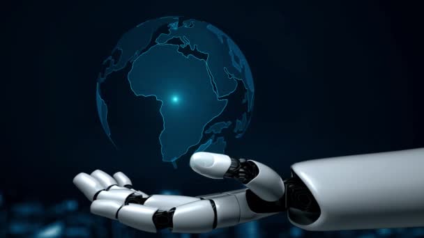 Robot futuristik kecerdasan buatan konsep teknologi AI pencerahan — Stok Video