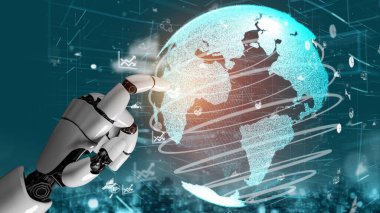 Gelecekçi robot yapay zeka devrimci yapay zeka teknolojisi konsepti
