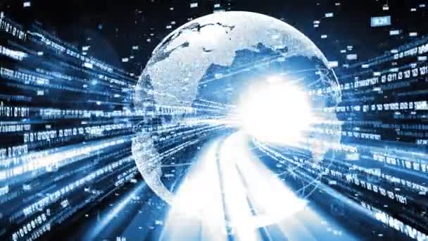 未来的なグローバルネットワークと暗黙のデジタルデータ転送｜3Dグラフィック — ストック動画