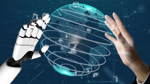 Robot futuristik kecerdasan buatan Konsep teknologi AI revolusioner — Stok Video