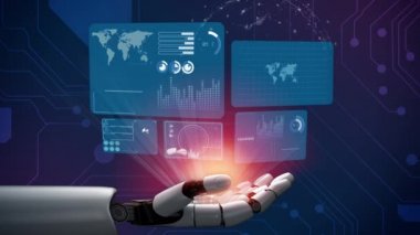 Gelecekçi robot yapay zeka devrimci yapay zeka teknolojisi konsepti