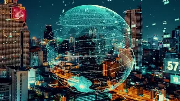 Global connection and the internet network alteration in smart city — Stock Video
