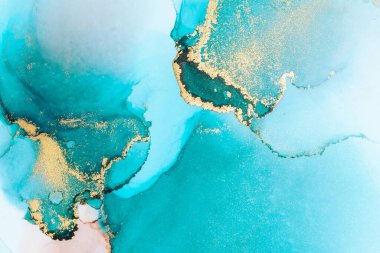 Kağıt üzerinde mermer sıvı mürekkep resminin lüks mavi soyut arkaplanı .