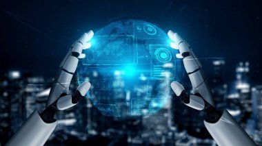 Gelecekçi robot yapay zeka yapay zeka aydınlatıcı yapay zeka teknolojisi konsepti