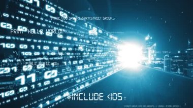 Yazılım geliştirme, uygulama programlama kodu ve gizli bilgisayar kodlaması. Yeni bilgi çağındaki küresel eğilimleri değiştiren akıllı dijital dönüşüm ve teknoloji bozulması kavramı .