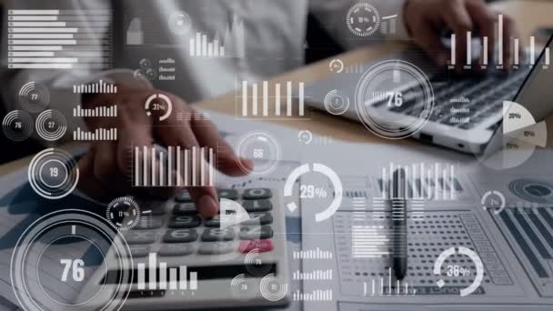 財務データ分析のための概念的なビジネスダッシュボード 3Dレンダリングコンピュータグラフィックス — ストック動画