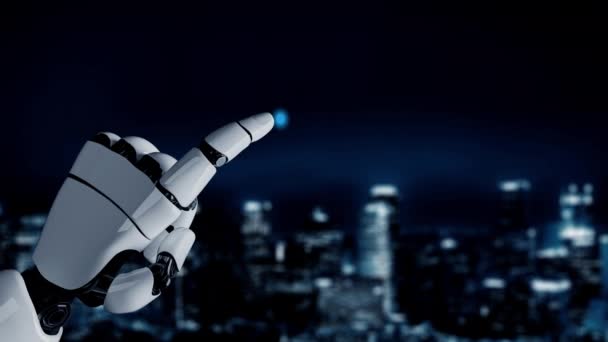 Robô Futurista Inteligência Artificial Esclarecedor Desenvolvimento Tecnologia Conceito Aprendizado Máquina — Vídeo de Stock