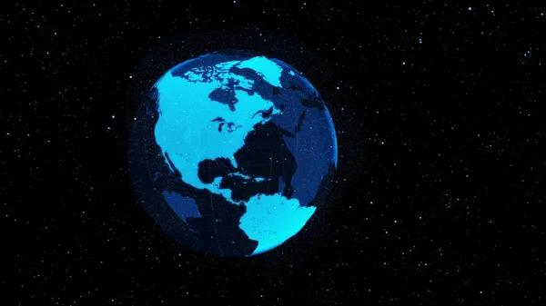 Digitální Orbitální Zemina Kyberprostoru Zobrazující Koncept Síťové Technologie Hologram Globe — Stock fotografie