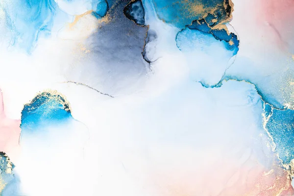 Роскошный Синий Абстрактный Фон Мраморной Живописи Жидкими Чернилами Бумаге Изображение — стоковое фото