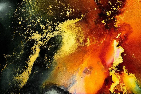 Burning abstract background from marble ink art of exquisite original painting . Painting was painted on high quality paper texture to create smooth marble background pattern of ombre alcohol ink .