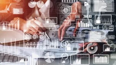 Finansal veri analizi için kavramsal iş paneli. 3B hazırlama bilgisayarı grafiği .