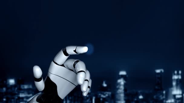 Robô Futurista Inteligência Artificial Esclarecedor Desenvolvimento Tecnologia Conceito Aprendizado Máquina — Vídeo de Stock