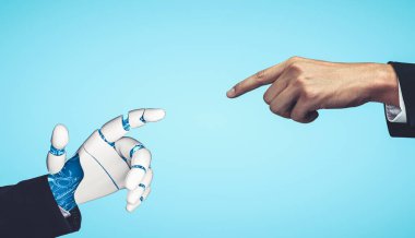 3D yapay zeka, robot ve sayborg gelişimini yaşayan insanların geleceği için yapay zeka araştırması yapıyor. Bilgisayar beyni için dijital veri madenciliği ve makine öğrenme teknolojisi tasarımı.
