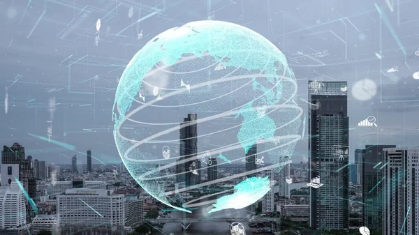 Conexión Global Alteración Red Internet Smart City Concepto Futura Conexión — Foto de Stock