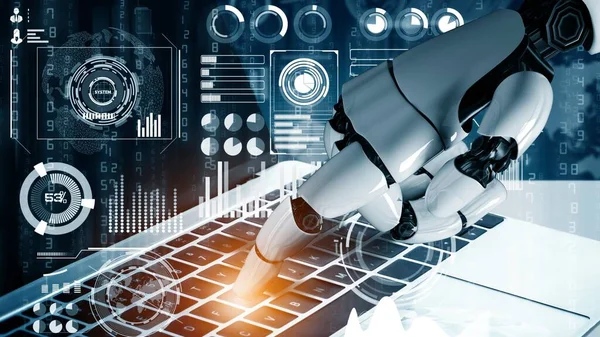 Futurystyczny Robot Sztuczna Inteligencja Rewolucyjny Rozwoju Technologii Koncepcji Uczenia Maszynowego — Zdjęcie stockowe