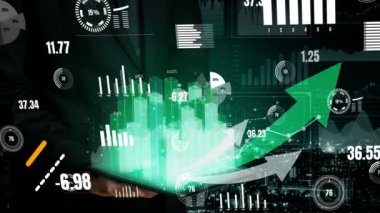 İkili İş ve Finans Görünümü kavramsal - Raporu olan İşadamı borsa yatırımlarının mali kar artışına doğru ilerledi.