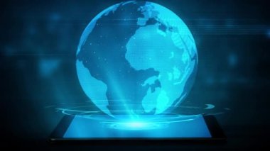 Gelecekçi robot yapay zeka yapay zeka yapay zekayı aydınlatıyor ve makine öğrenme kavramını geliştiriyor. İnsan hayatının geleceği için küresel robot kuantum bilimi araştırması. 3B görüntüleme grafiği.