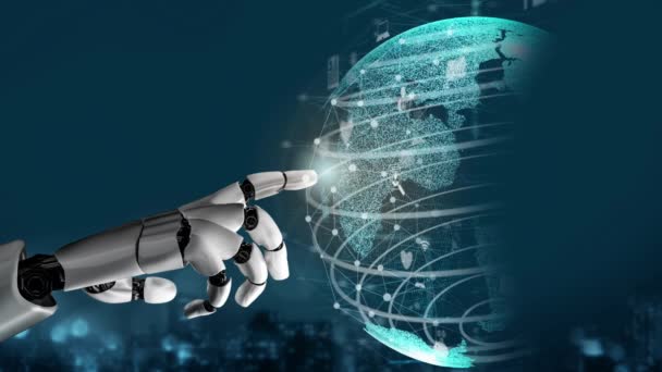 Futuristic Robot Artificial Intelligence Revolutionary Technology Development Machine Learning Concept — Stock Video