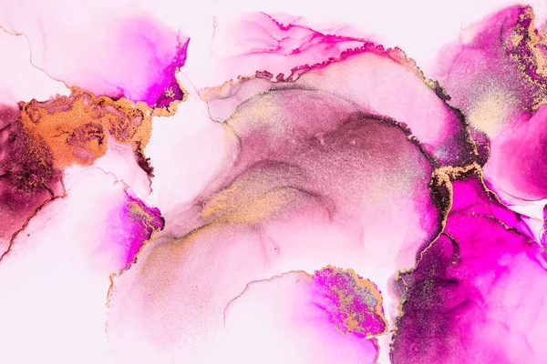 Fondo Abstracto Oro Rosa Mármol Pintura Arte Tinta Líquida Sobre —  Fotos de Stock