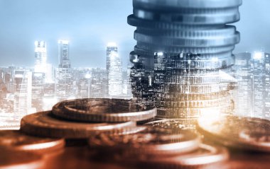 Finans ve para teknolojisi iş refahı ve varlık yönetimi kavramı. Yaratıcı grafik, refah karı elde etmek için değerli varlıklara yatırım yaparak ekonomi ve mali büyümeyi gösteriyor .