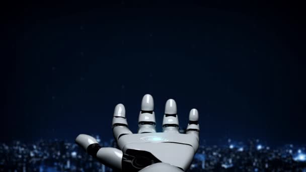 Futuristisk Robot Artificiell Intelligens Upplyser Teknik Utveckling Och Maskininlärning Koncept — Stockvideo