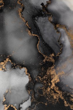 Soyut arkaplan için özgün tablodaki mermer mürekkep soyut sanat. Resim, Kintsuki mürekkep sanatının düz mermer arkaplan desenini yaratmak için yüksek kaliteli kağıt dokusuna boyanmış. .