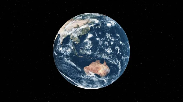 Planeet Aarde Met Realistische Geografie Oppervlak Orbitale Wolk Atmosfeer Buitenruimtezicht — Stockfoto